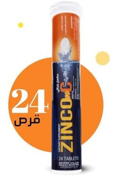 Zinco-C Zinco Effervescent Tablets Zinc + Vitamin C 1000 mg 24 Tablets