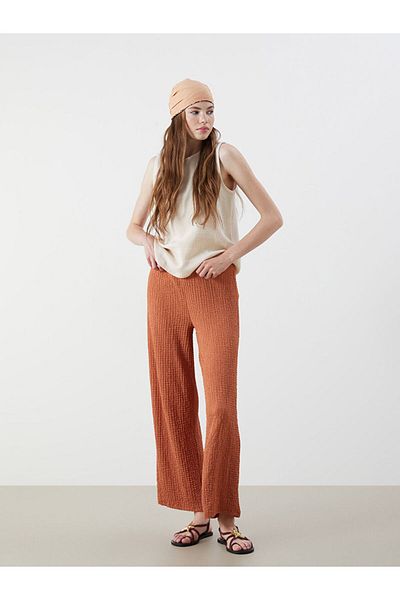 LC Waikiki New Season Women's Textured Trousers with Elastic Waist - S5Qr30Z8