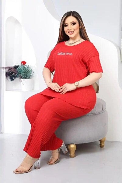shai Printed Plus Size Pajama Set Red