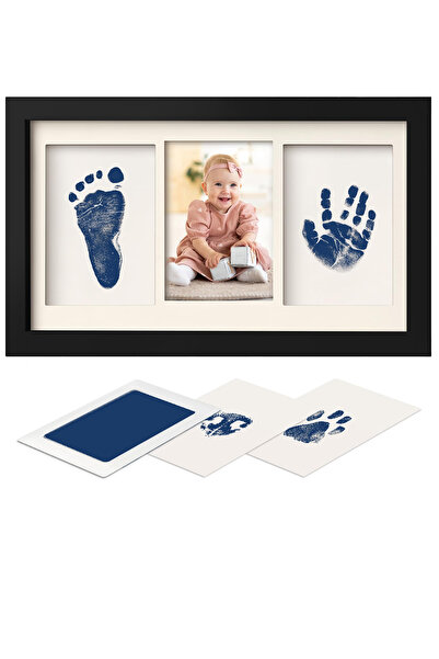 Moky Design Baby Boy Picture Frame, Paw Print Set and Non-Contact Hand Footpr...