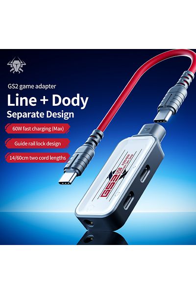 PLEXTONE Plextone G52 Type-C Adapter with 2 Type-C and 3.5mm Ports with Detachable Cable and 60W Fast Charging Adapter