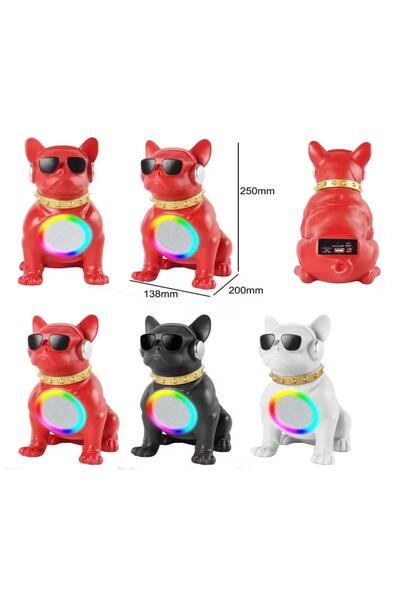 fortrek Desingshop Gözlüklü Bulldog Köpek Bluetooth Kablosuz Hoparlör Ses Bombası IŞIKLI