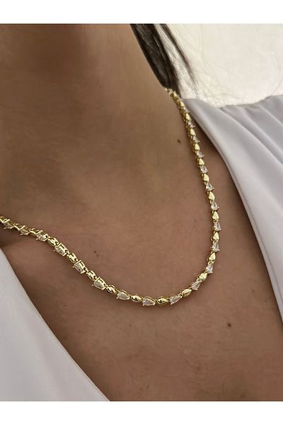 MyladyAccessoriess Row Drop Detail Steel Necklace