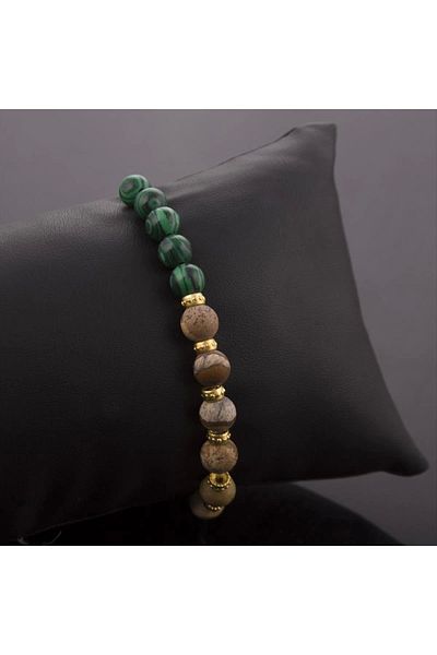 PAMİRAVM Jasper-Malachite Natural Stone Bracelet