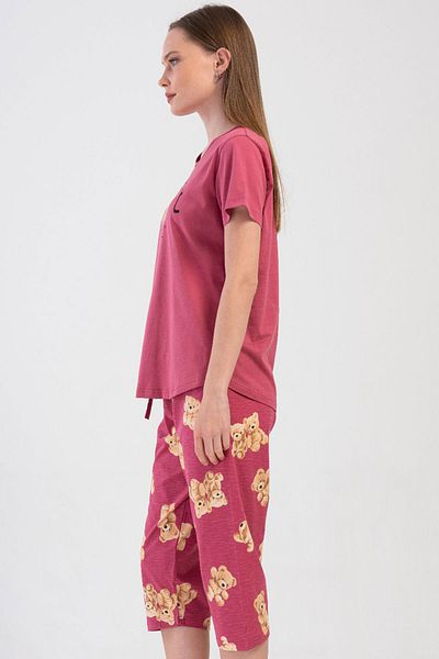 VİENETTA Cotton Women's Short Sleeve Capri Pajama Set, 408481