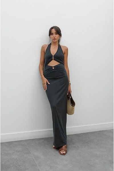 Havoş Anthracite Jane Metal Ring Detailed Dress