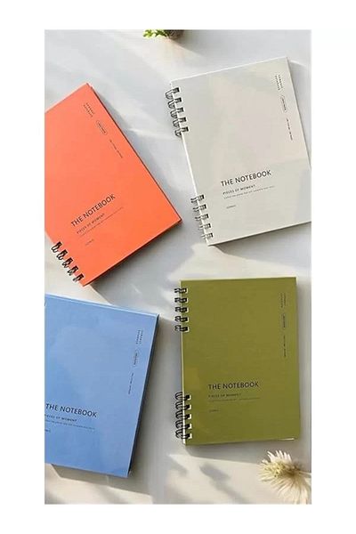 Mu Art Ahşap Spiral 80 Sheets Lined A5 Notebook, Notepad, School Notebook, 4 Color Options