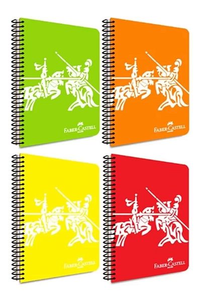 Mu Art Ahşap Σημειωματάριο Faber-Castell Knight με μοτίβο νέον σπειροειδές, A4, 120 φύλλα, χαρτί 70G, επίπεδη σελίδα, ανθεκτικό
