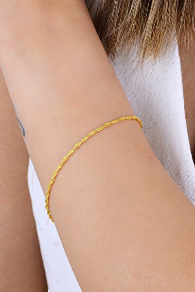 Söğütlü Silver Gümüş altın yaldızlı çift burgulu İtalyan bileklik SGTL12941GOLD