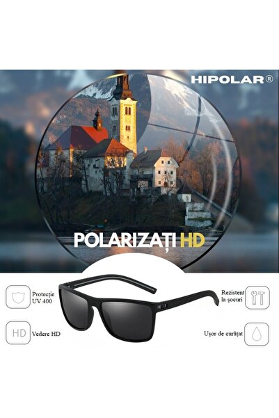 Hipolar - Ochelari de soare polarizați unisex, clasa 3, lentilă neagră HD24, UV400