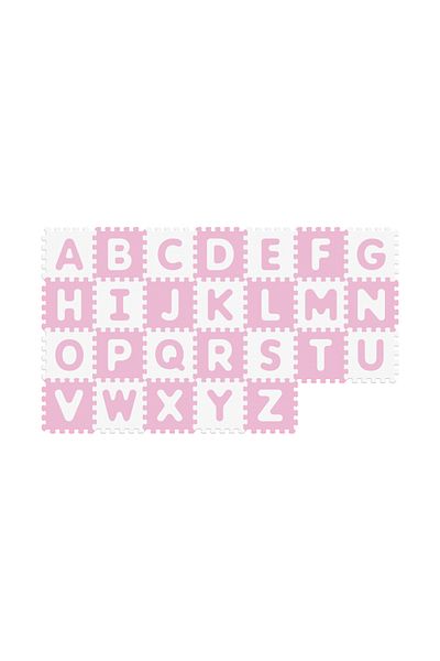 LUDIRO Puzzle Mat with Letters A-Z, 26 Pieces 32x32 cm, EVA Foam with Silver Ions, White Pink
