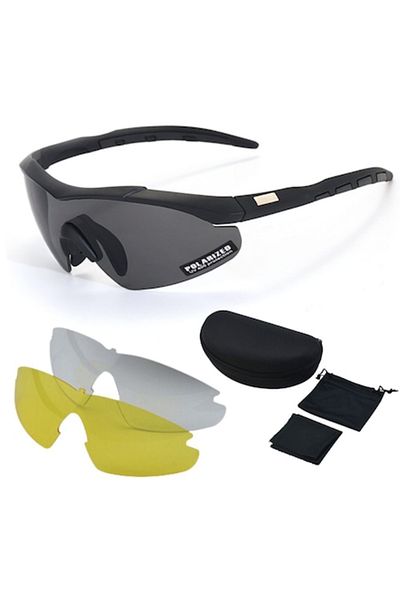 Hipolar Tactical Polarized Combat Sunglasses, UV 400, with 3 Interchangeable Polycarbonate Lenses