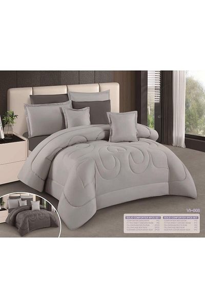 Moon King size, comfortable and soft, 6-piece double bed sheet set, two sides, checkered and plain, size 240x220 cm