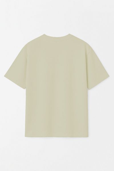 THE RULE Unisex Stwd Printed Oversize 100% βαμβακερό μπλουζάκι με φαρδιά κοπή με μαλακή υφή Crew Neck Light Khaki