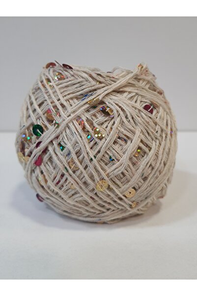 İPLİKOUTLET Krem İri Pullu Nopeli İp 50 Gram