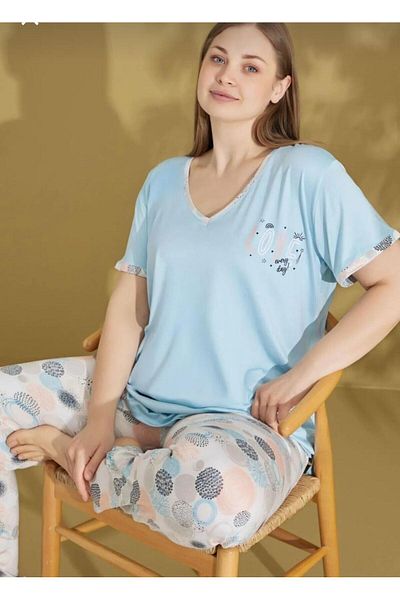 RAPAPA Women's Battal Plus Size Bottom Long Pajamas Set 9581