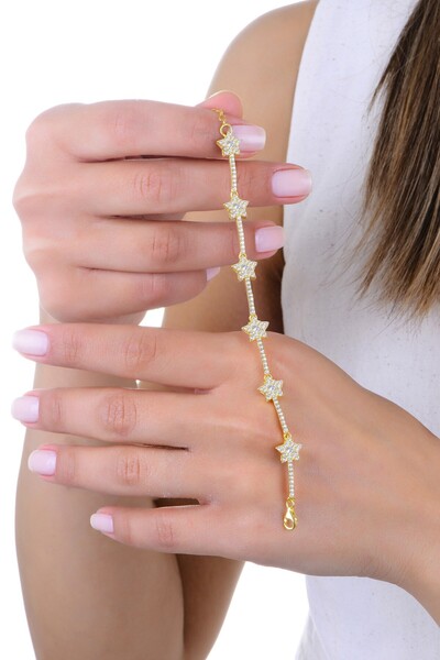 Söğütlü Silver Gümüş altın yaldızlı zirkon taşlı parıltılı kuyruklu yıldız bi...