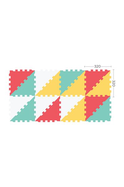LUDIRO Puzzle Carpet, Mix & Match Triangles, 16 Pieces 32x32 Cm, Non-Slip, 4 Pastel Colors