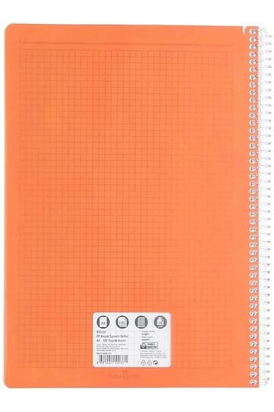 Mu Art Ahşap Faber-Castell Spiral Notebook, A4, 100 Sheets, 70g Paper, Checkered, 500 Micron Pp Cover, Pet Spiral