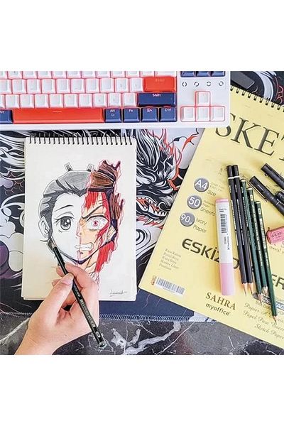 Mu Art Ahşap Sahra A5 Sketchbook - 90 Gr. 100 Sheets Spiral Quality Artist Drawing Notebook