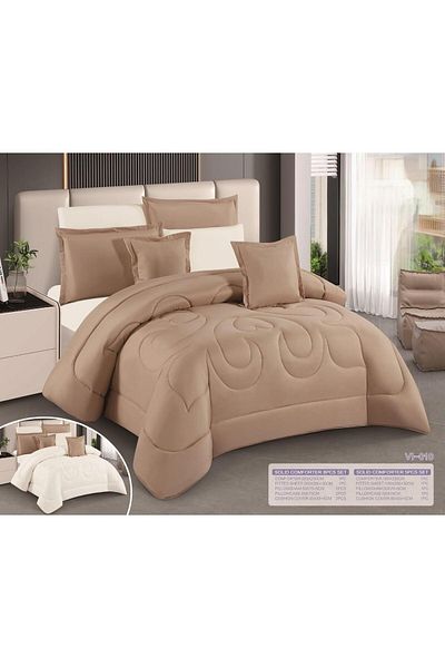 Moon King size, comfortable and soft, 6-piece double bed sheet set, two sides, checkered and plain, size 240x220 cm