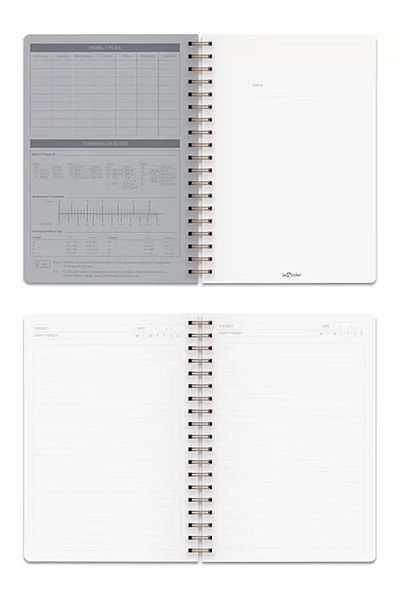 Mu Art Ahşap Kraft Office Notebook Spiral Line Gray