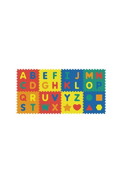 LUDIRO Educational Puzzle Mat with Letters and Shapes, 8 Pieces XXL 60x60 Cm, EVA Foam