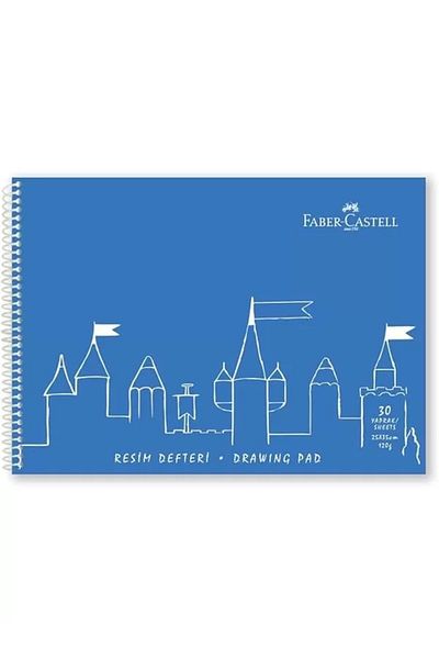 Mu Art Ahşap Faber-Castell Painting Notebook, 25X35 Cm, 30 Sheets, Hard Cover, Spiral Binding, 120g Paper, Durable and