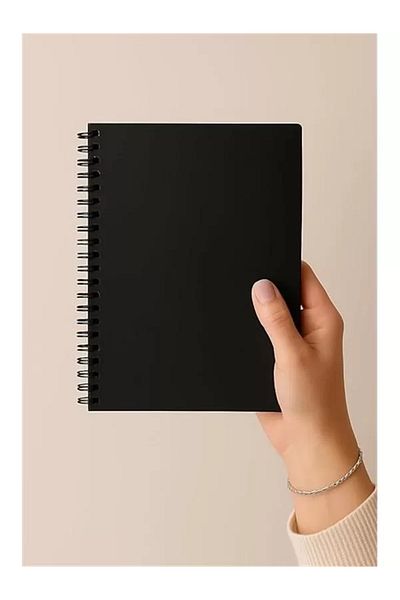 Mu Art Ahşap Unlined Spiral Notepad, A5 Size (15X21 cm), 60 Sheets, 90Gr. Ivory Paper, Office