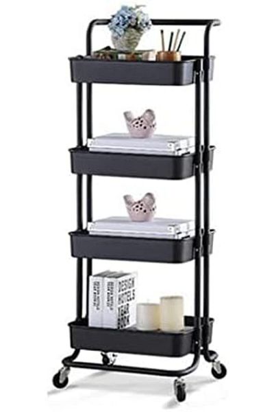 Türkiye 4-Tier Kitchen Rolling Cart, Utility Storage Trolley Cart with Wheels, Laundry Waterproof Cart, Mobi