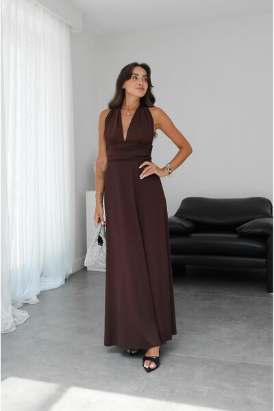 Havoş Brown Halter Dress