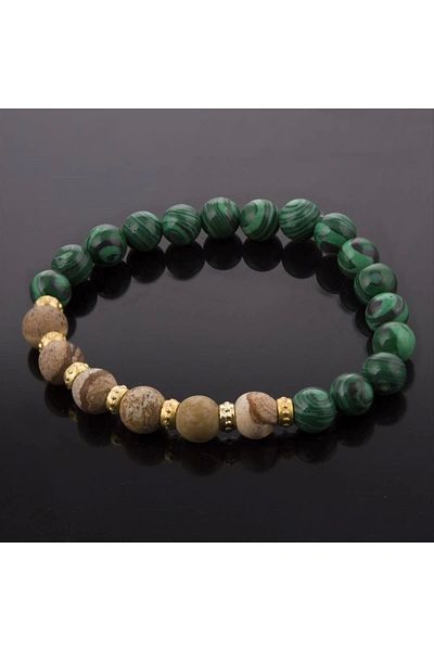 PAMİRAVM Jasper-Malachite Natural Stone Bracelet