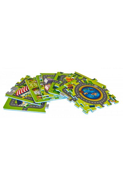 LUDIRO Ludiro EVA Foam Puzzle Mat for Children, Set of 9 Educational Pieces with City Map