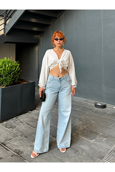 Bak'ap Βαμβακερή μπλούζα με μανίκια με φούντα με λεπτομέρεια