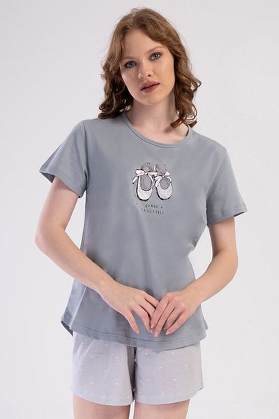 VİENETTA Cotton Women's Short Sleeve Shorts Pajamas Set, 408028