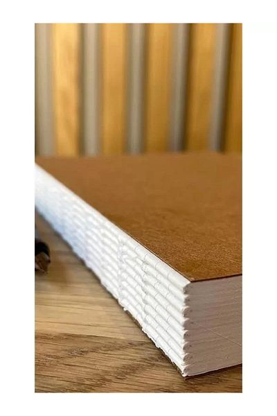 Mu Art Ahşap Custom Design Kraft Cover A5 Unlined Notepad - Can Be Opened 180 Degrees, Back