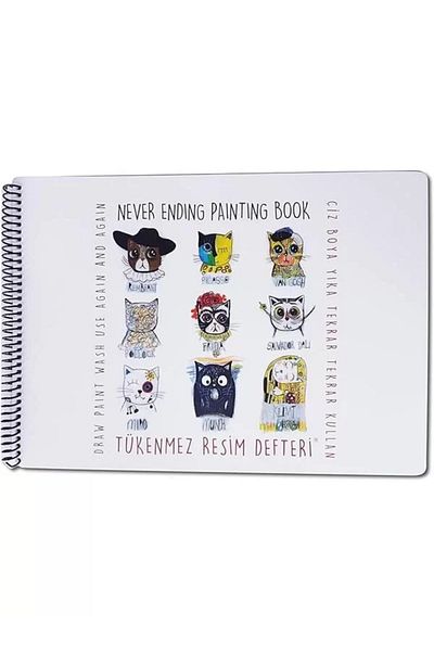 Mu Art Ahşap Ballpoint Art Notebook - Painter Cats - 25X35 cm