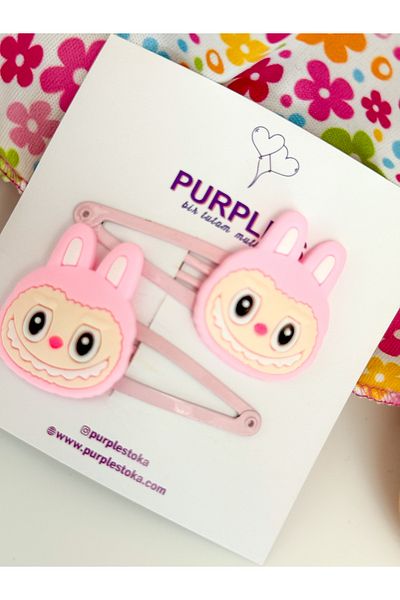 PURPLE'S BİR TUTAM MUTLULUK Labubu Figured Triangle Model Double Baby Kids Snap Buckle