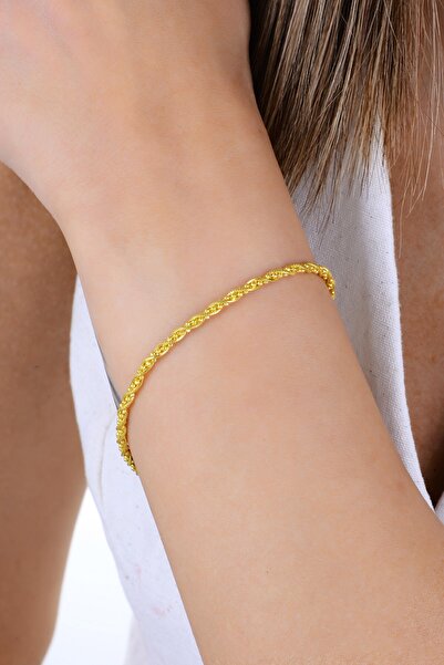 Söğütlü Silver Gümüş altın yaldızlı top zincir detaylı burgulu İtalyan bilekl...