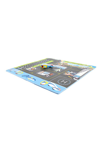 LUDIRO EVA Foam Puzzle Mat for Children, Set of 9 Educational Pieces with Airport, 3D Airplane
