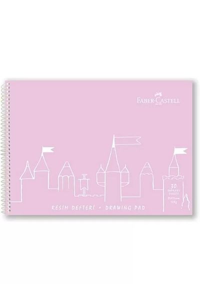 Mu Art Ahşap Faber-Castell Painting Notebook, 25X35 Cm, 30 Sheets, Hard Cover, Spiral Binding, 120g Paper, Durable and