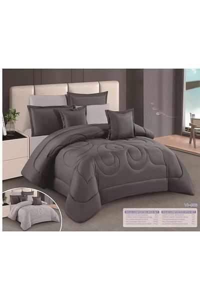 Moon King size, comfortable and soft, 6-piece double bed sheet set, two sides, checkered and plain, size 240x220 cm