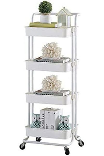 Türkiye 4-Tier Kitchen Rolling Cart, Utility Storage Trolley Cart with Wheels, Laundry Waterproof Cart, Mobi