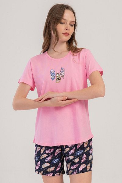 VİENETTA Cotton Women's Short Sleeve Shorts Pajamas Set, 409123