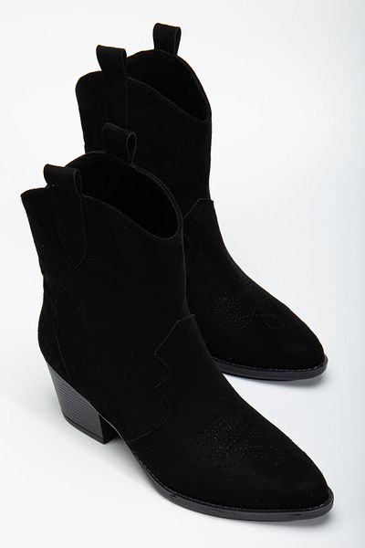 MS SUGAR SHOES Γυναικείες κοντές μπότες Western Cowboy με κέντημα από ψεύτικο σουέντ