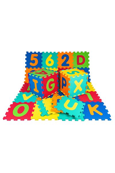 LUDIRO Children's Puzzle Mat with Removable Numbers and Letters A-Z, Safe EVA Foam, 36 Pieces 32x32 Cm
