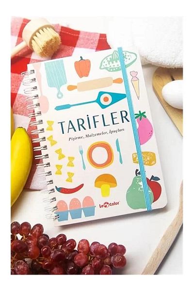 Mu Art Ahşap Food Recipe Book Visual Spiral Beige