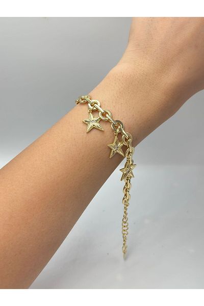 MyladyAccessoriess Star Detail Steel Charm Bracelet
