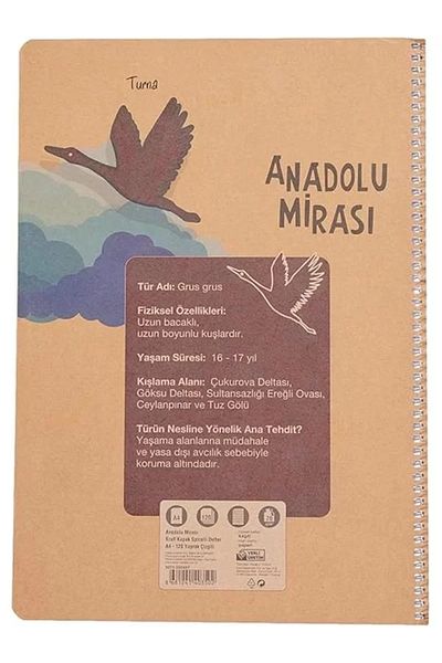 Mu Art Ahşap Faber-Castell Anatolian Heritage Spiral Notebook, A4, 120 Sheets, 70g Paper, Lined, Durable Cover
