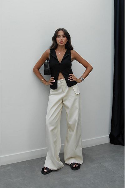 Havoş Ecru Zipper Pocket Detailed Trousers
